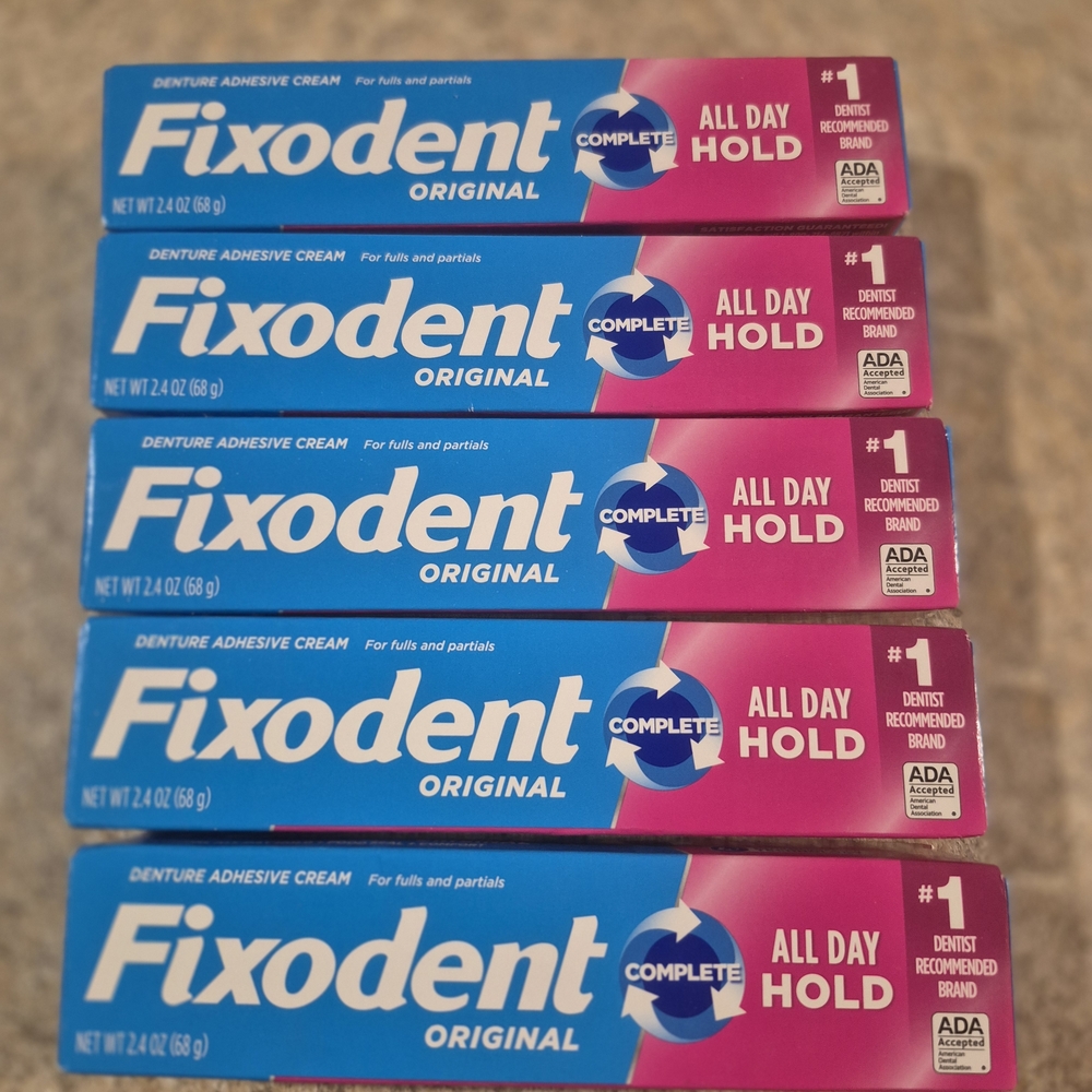 Fixodent Original  Denture Adhesive Cream All Day Hold 5 Packs